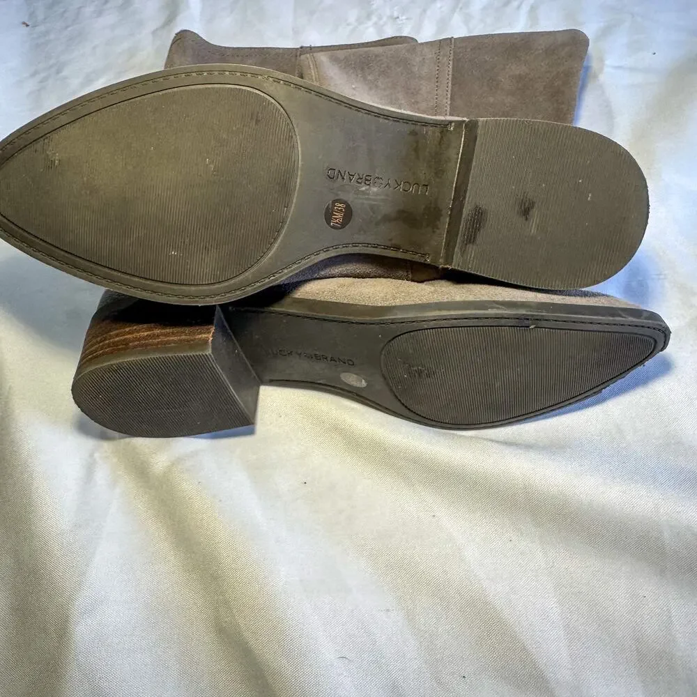 👢 Vintage Y2K Lucky Brand Suede Mid-Calf Slouchy Western Boots - Picture 7 of 9